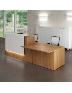 Mostrador de recepción con mesa de atención al cliente adaptada a personas con movilidad reducida, modelo z2. 2