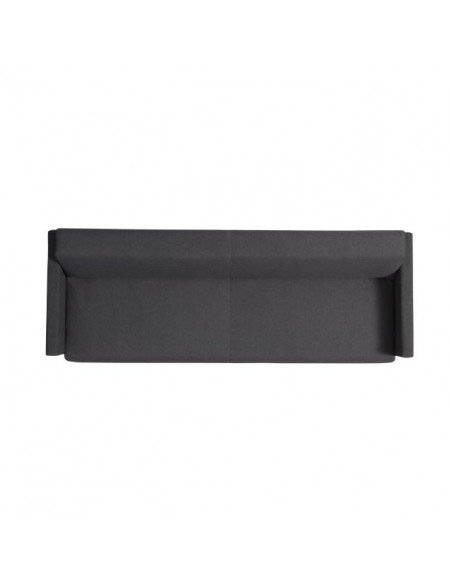 Sofá Pau de sala de espera con brazos de 8 mm tapizado en tela negra.