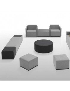 Puff para sala de espera modelo Pau, fondo 55 cm. Composición con varios pouf. 2