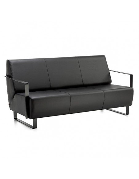 Sofá de 3 plazas de la serie Tempo tapizado en negro con brazos tapizados