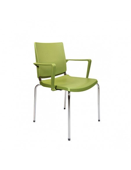 Silla verde para sala de espera modelo Atenea fabricada por Dileoffice. Con estructura de 4 patas y brazos incluidos.