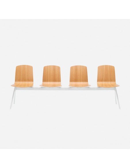 Bancada con asientos de madera modelo Ann, composición de 4 plazas