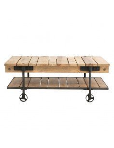 Mesa de centro para salas de espera de estilo industrial con ruedas
