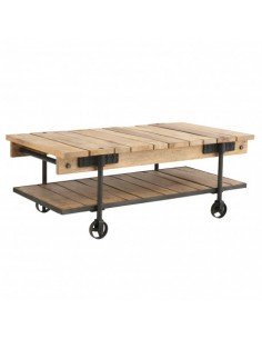 Mesa de centro para salas de espera de estilo industrial con ruedas 2