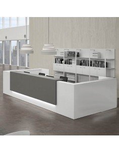 Mostrador de recepción en forma de U. Con doble panel decorativo frontal. 2